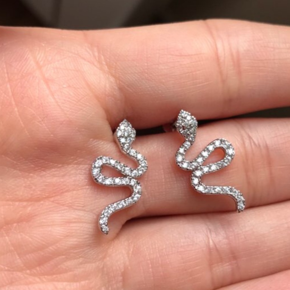18k GF CZ snake earrings - Picture 2 of 6